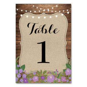 Table Numéro de tableau Mariage Rustic Burlap Lumières v