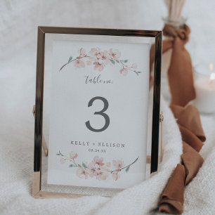 Table Numéro du tableau de fleurs de cerisiers de printe