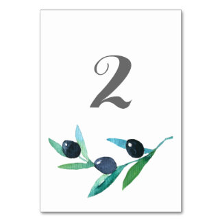 Table Numéro du tableau mariage d'aquarelle de branche d