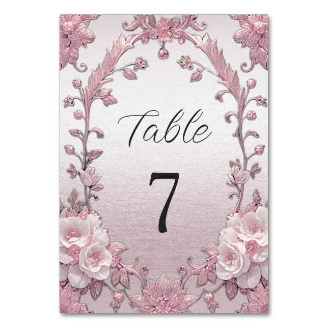 Table Numéro unique de tableau rose floral (Par défaut)