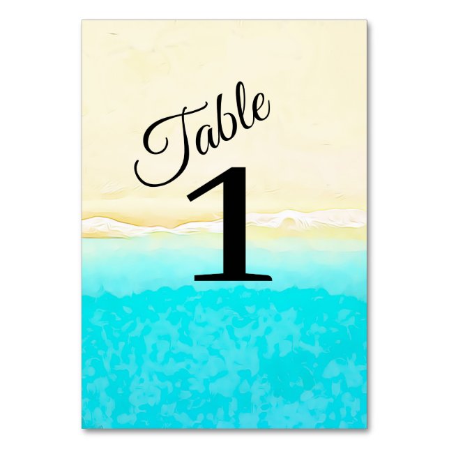 Table Ocean Shore Turquoise Water Mariage Numéro de tabl (Dos)