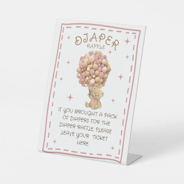 Table Ours Ballons Rose Bearly Wait Diaper Signe de trap (Recto)