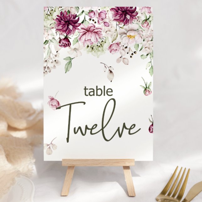 Table Peonies Bourgogne rose Mariage Floral Numéro de ta (Créateur téléchargé)