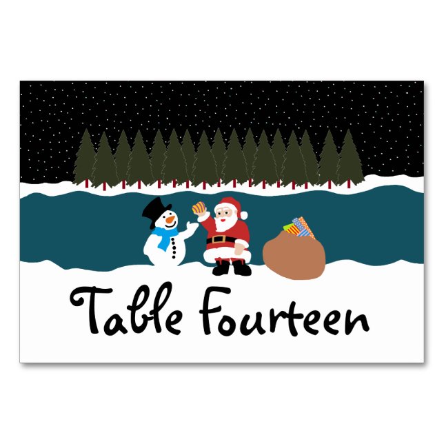 Table Père Noël Cadeau à Snowman Numéro de tableau (Devant)