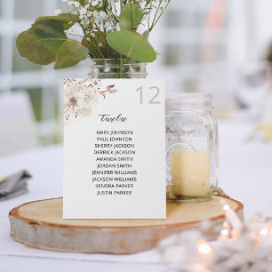 Table Perles et blanc Floral Numéro de tableau Sièges