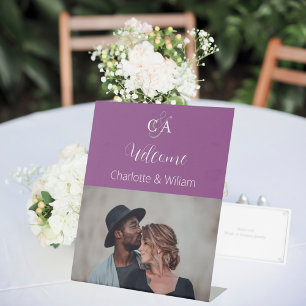 Table Photographie violette monogramme mariage signe de 
