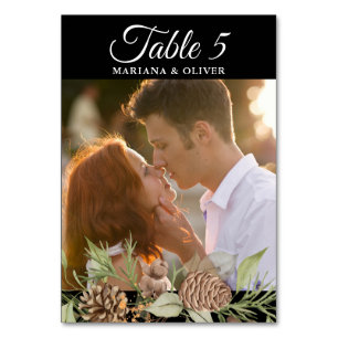 Table Pin d'hiver Mariage noir et blanc Numéro de tablea