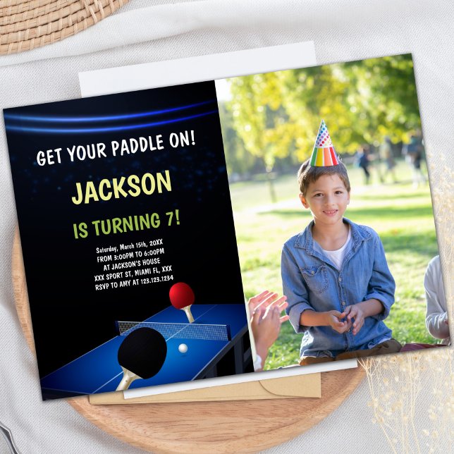 Table Ping Pong Birthday Invitations with photo (Table Ping Pong Birthday Invitations with photo)