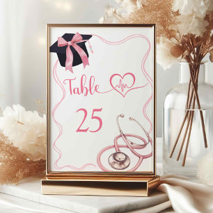 Table Pink Coquette Nurse Graduation Numéro de tableau