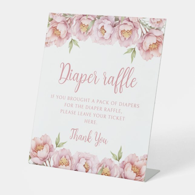 Table Pink floral bébé fille douche diaper signe de tomb (Recto)