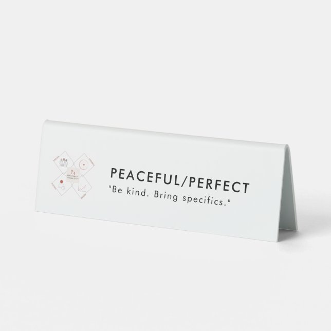 Table Plaque de bureau en plastique paisible/parfait (Verso)