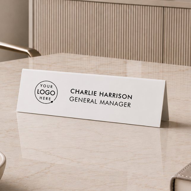 Table Plaque de nom de bureau | Enseigne de tente de tab (Company branded nameplate table tent desk signs for small business employee & office signage.)