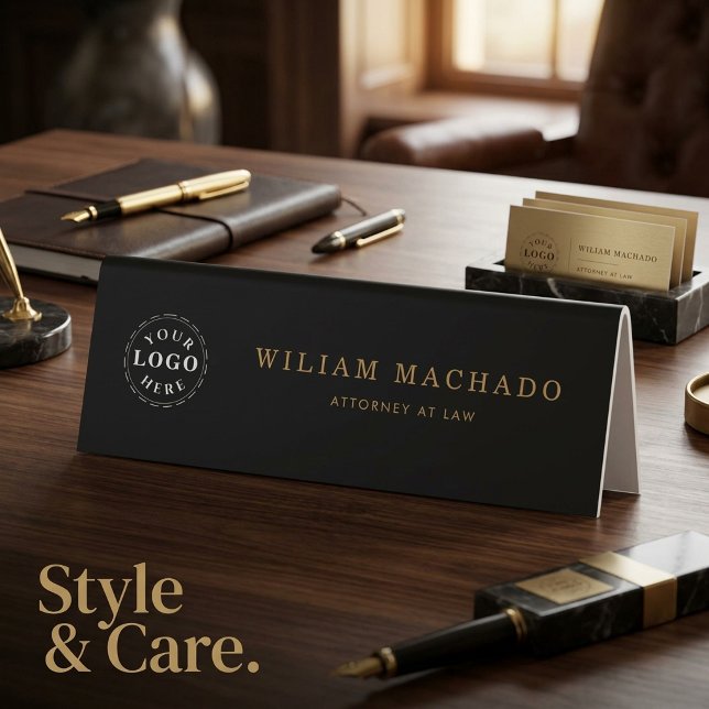 Table Plaque de nom noir professionnel pour avocats (Professional Black Name Plate for Attorneys Table Tent)