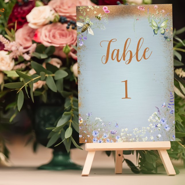 Table Quelque chose de bleu Elegant Fleur sauvage Numéro (Créateur téléchargé)
