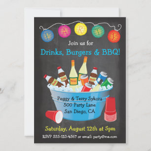 Table Ronde BBQ Party Boissons Invitations