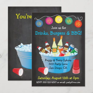 Table Ronde BBQ Party Boissons Invitations