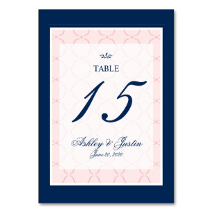 Table Rose, bleu marine Mariage traditionnel Numéro de t
