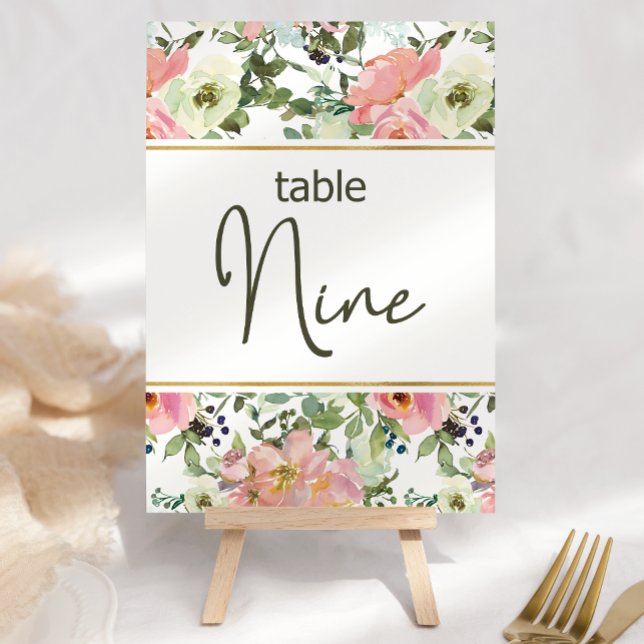 Table Rose coquille d'oeuf Floral Mariage Numéro de tabl (Créateur téléchargé)