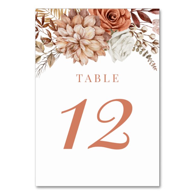 Table Rust Terracotta Fall Floral Mariage Numéro de tabl (Par défaut)