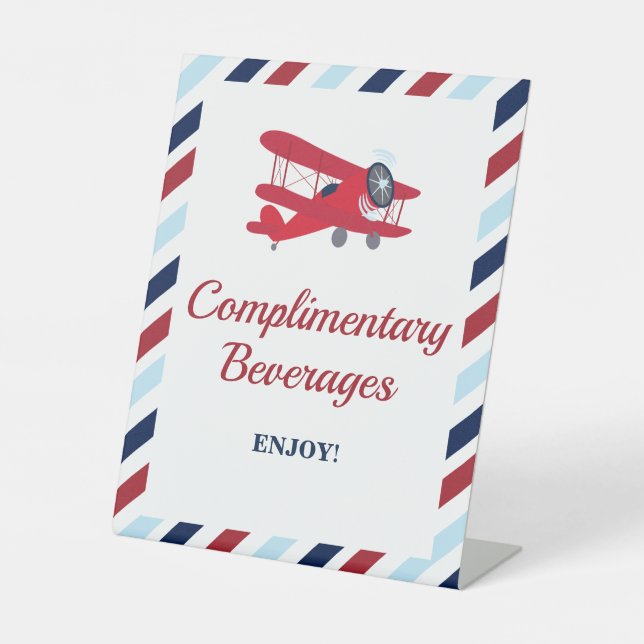 Table Signe de boissons d'anniversaire d'avion Temps Fil (Recto)