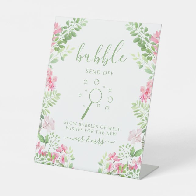Table Signe de bulle de mariage floral rose bohème (Recto)