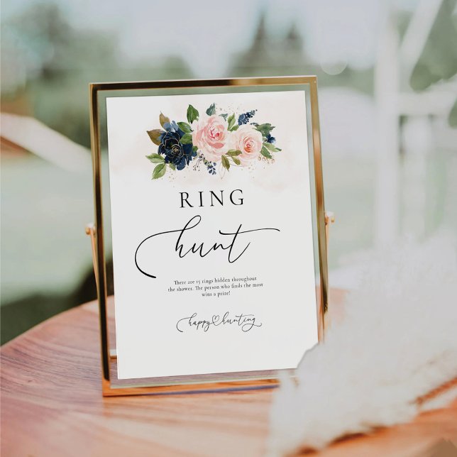 Table SIGNE DE CHASSE À Bague Fleurie Marine & Blush (Créateur téléchargé)
