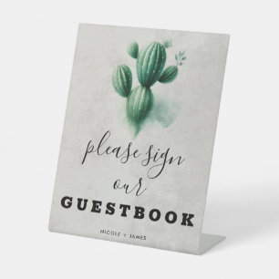 Table Signe de livre d'or de mariage de cactus vert aqua