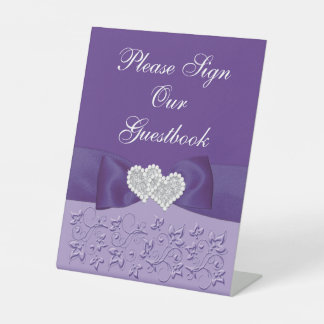 Table SIGNE DE Mariage Floral Blanc Violet IMPRIMÉ