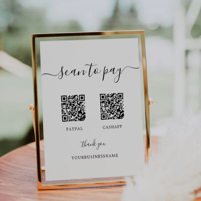 Table Signe de numérisation pour payer, Venmo, Cash App, (Scan to Pay Sign, Venmo, Cash App, PayPal QR Sign)