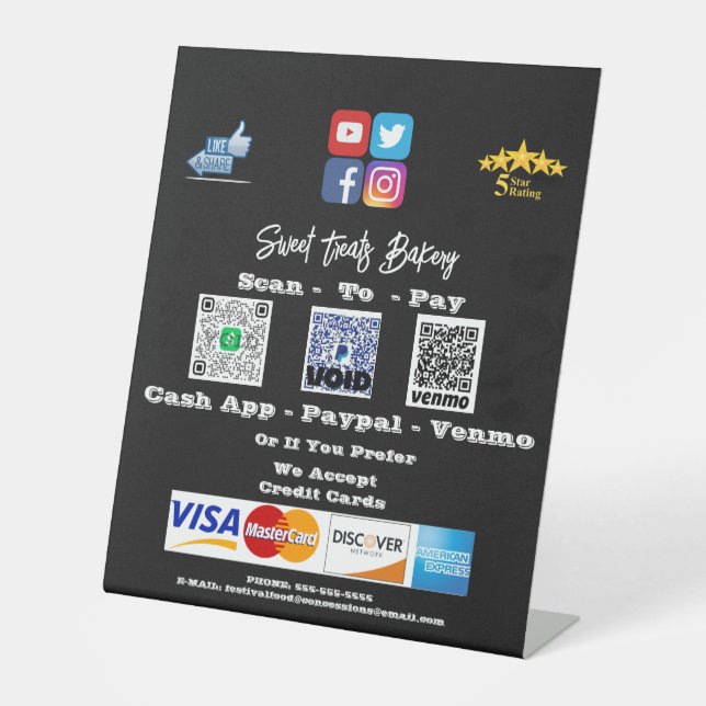 Table Signe de pupitre du code QR du paiement de l'analy (Recto)