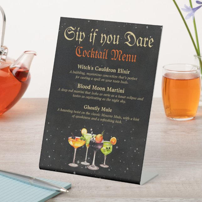 Table Signe de socle du menu Cocktail Halloween (In SItu)