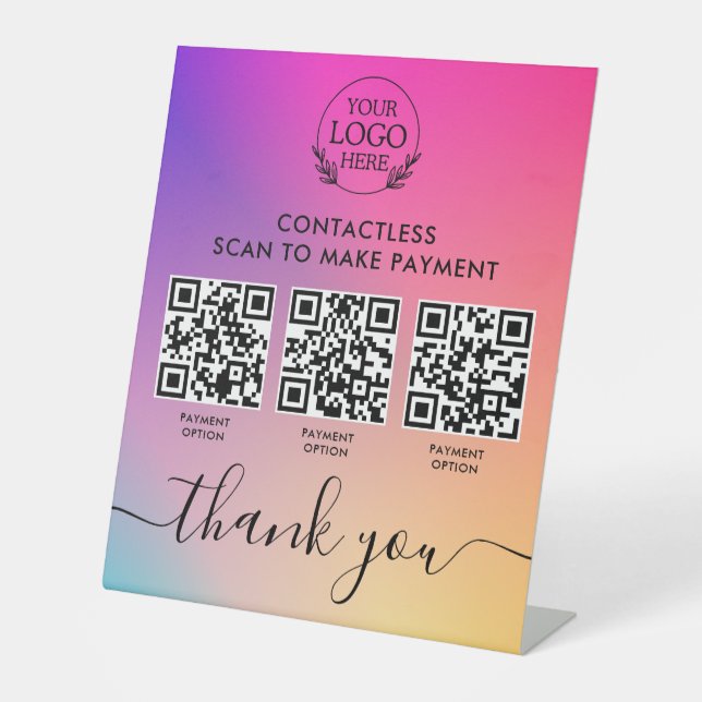 Table Signe Pedestal personnalisé avec paiement de code  (Recto)