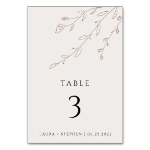 Table Simple Neutre Floral Beige Editable Numéro de tabl