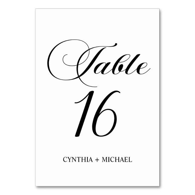 Table Tableau 16 Mariage de script moderne Numéro de tab (Par défaut)