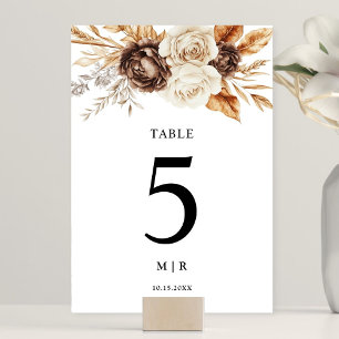 Table Terracotta Dusty Brown Floral Mariage Numéro de ta