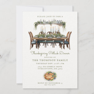 Table Thanksgiving   Potluck Dinner Invitation