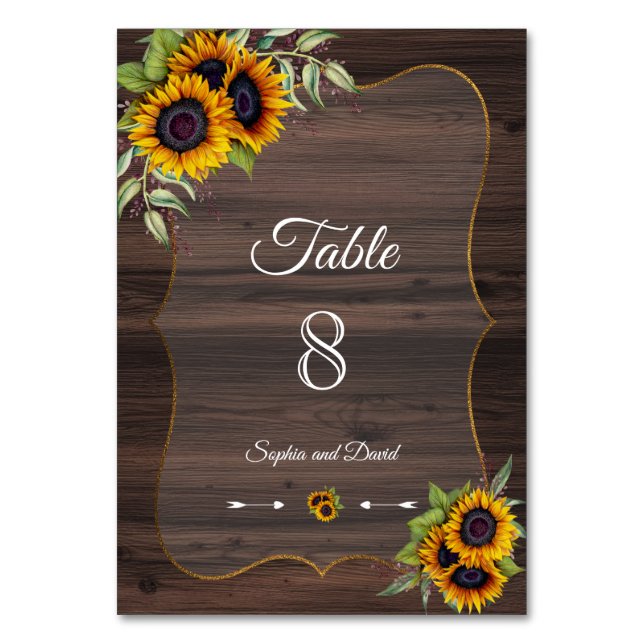 Table Tournesols romantiques Mariage en bois NUMÉRO DE T (Par défaut)