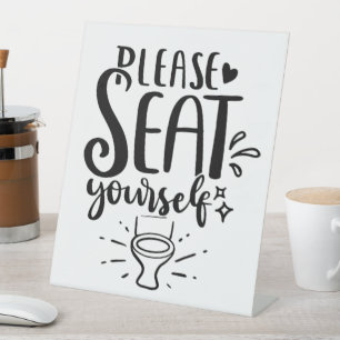 Table "Veuillez vous asseoir" Signe de salle de bain ou