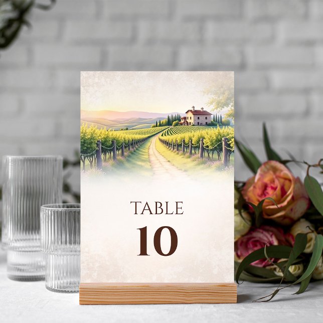 Table Vignoble romantique Rustique Mariage Numéro de tab (Créateur téléchargé)
