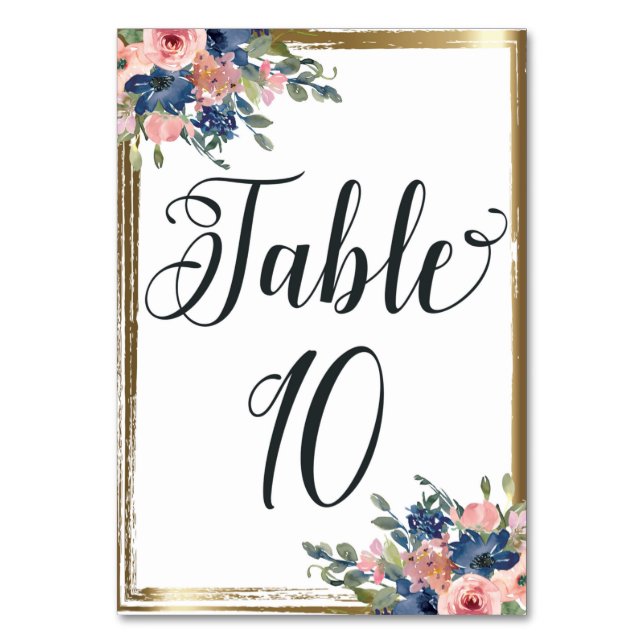 Table Watercolor Floral Calligraphie Numéro de tableau C (Par défaut)