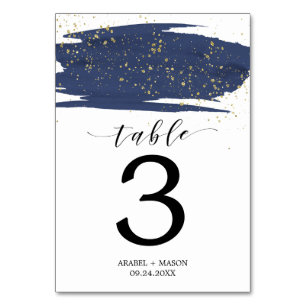 Table Watercolor Marine et Gold Mariage Numéro de tablea