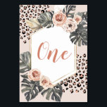 Table Wild One Empreinte de léopard Girl Birthday Numéro<br><div class="desc">Sauvage Une Fille Empreinte de léopard Première Anniversaire Numéro de la table Signe</div>