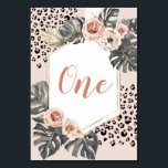 Table Wild One Empreinte de léopard Girl Birthday Numéro<br><div class="desc">Sauvage Une Fille Empreinte de léopard Première Anniversaire Numéro de la table Signe</div>
