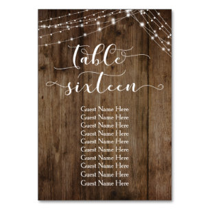 Table Wood & Lights Seize avec carte de nom d'invi