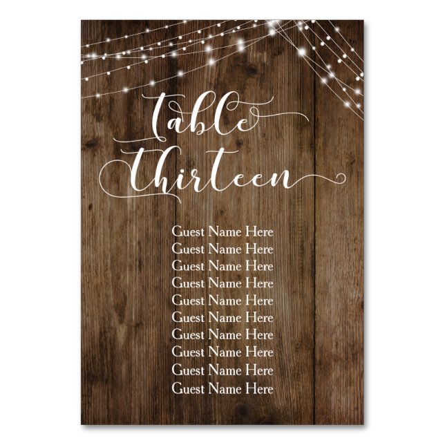 Table Wood & Lights Treize avec la carte de nom d' (Par défaut)