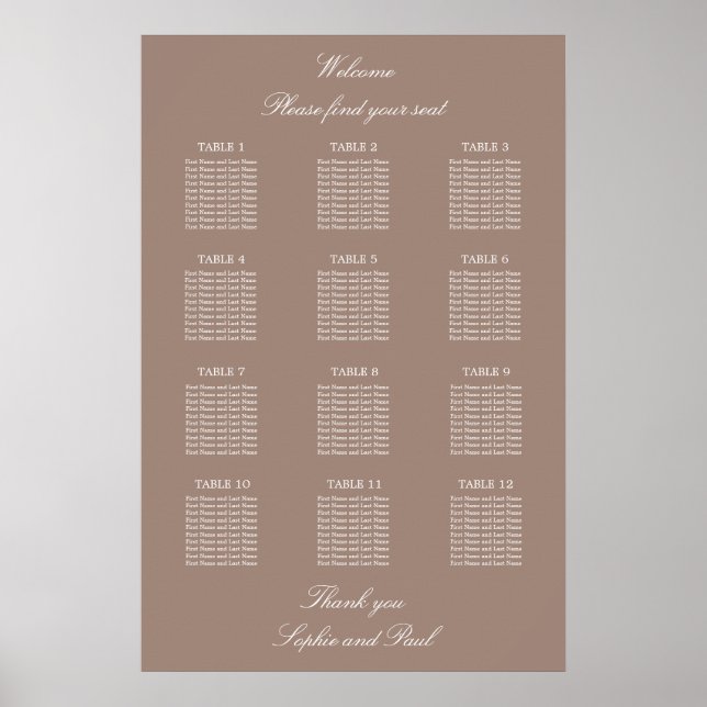 Tableau 12 Poster du Mariage de table (Devant)