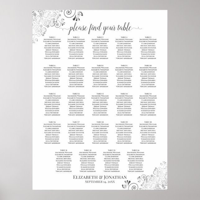 Tableau 24 Argent et blanc Chic Mariage (Devant)
