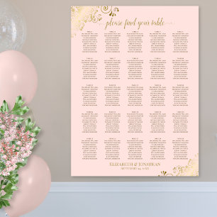 Tableau 25 Gold & Blush Pink Mariage Seating Chart