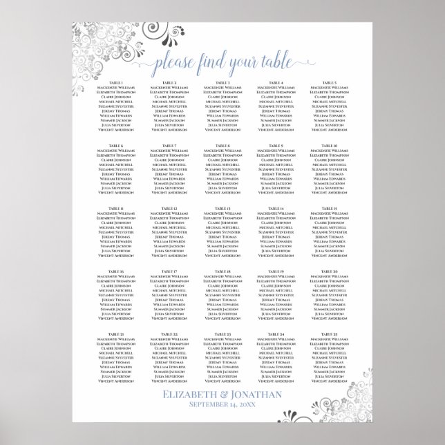 Tableau 25 Mariage en dentelle blanc et bleu (Devant)