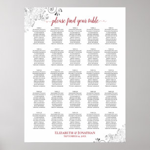 Tableau 25 Mariage en dentelle blanc et rouge